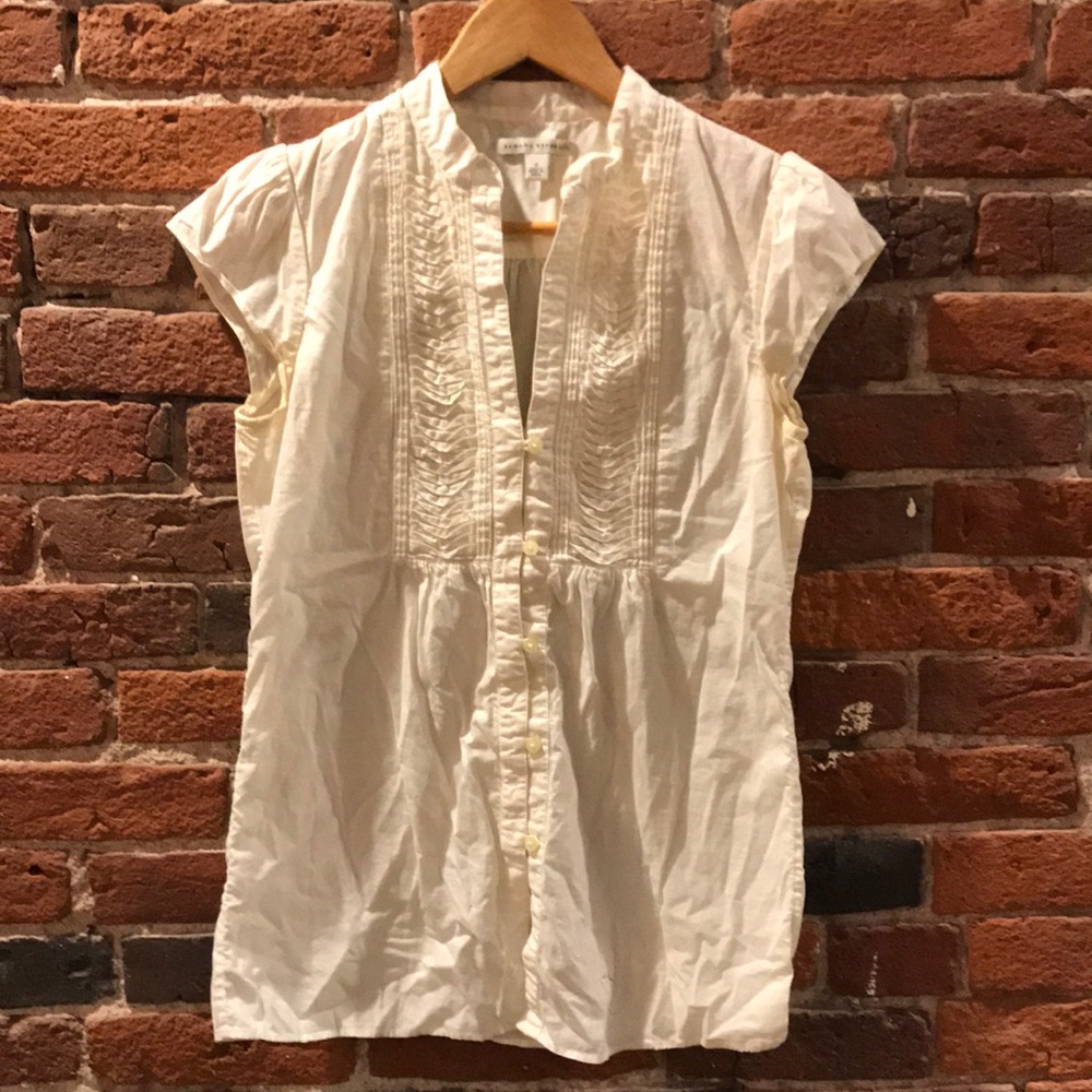 Smocked beige banana republic blouse size small